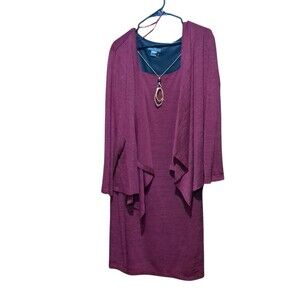 Jessica Howard Ribbed Sweater Dress Burgandy Womens 20W. $99 Tag